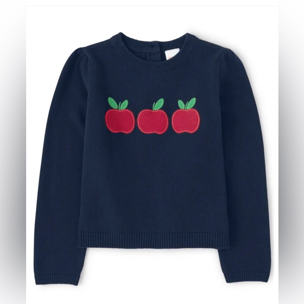 Gymboree Girls Embroidered Apple Sweater - Teacher's Favorite - Blue SIZE 10‎